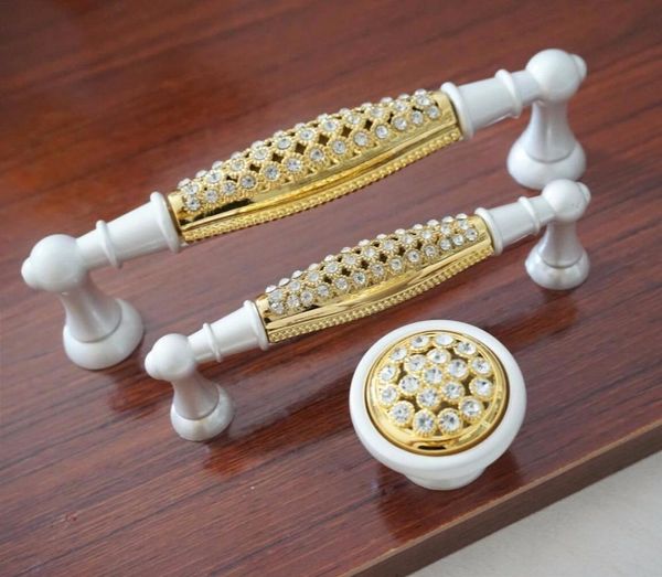 Tiradores de cajón dorados para tocador de cristal/tiradores de puerta de armario de cocina accesorios de decoración 96mm 128mm