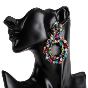 Kristallen oorbellen voor vrouwen 2019 grote kleurrijke statement oorbellen grote strass oorbellen bold Fashion Jewellery326i