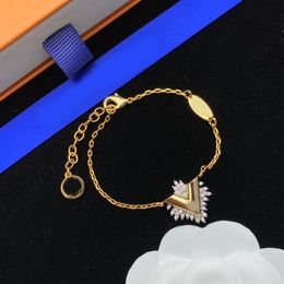 Crystal Elegant Women Girl Trendy Luxury Brand Designer Charm Bracelet Bracelets plaqué Gol