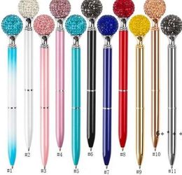 Crystal Element Roller Ball Pen Big Diamond Stylos à bille Gem Wedding Office Supplies Cadeau 11 Couleurs RRB13217