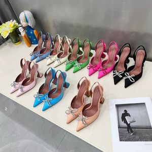Amina Muaddi boucle tache pompes chaussures bobine talons sandales femmes luxe designers robe chaussure soirée Slingback sandale 9.5cm taille35-42