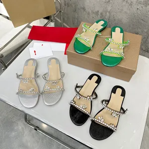Crystal verfraaide slippers avondschoenen strass denim voor vrouwen luxe ontwerpers sandalen fabrieksschoenen