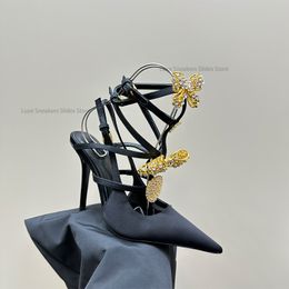 Crystal Embellissements Pompe à talon Silk 11cm High Point Toe Stiletto Talons Righestone Chaussure de soirée Chaussures Chaussures de concepteur de luxe pour femmes chaussures d'usine avec boîte