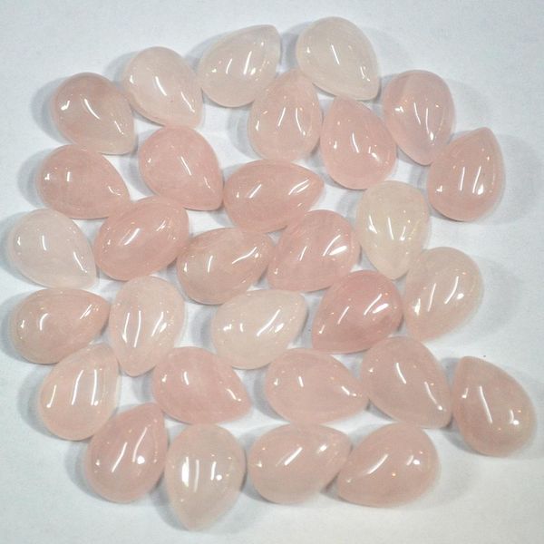 Cristal de moda Piedra Natural gota de agua cabujones de cabina en forma de lágrima cuentas de cuarzo rosa para mujer fabricación de joyas 10*14*5mm 50 Uds al por mayor