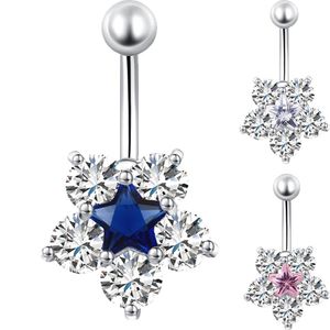 Crystal Flower Dangle Belly Button Rings Barbell Sexy Strand Chirurgische Stalen Belly Piercing Navel Piercing