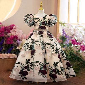 Crystal Flower Girls Hobe Pageant Robes Robe de bal Colon