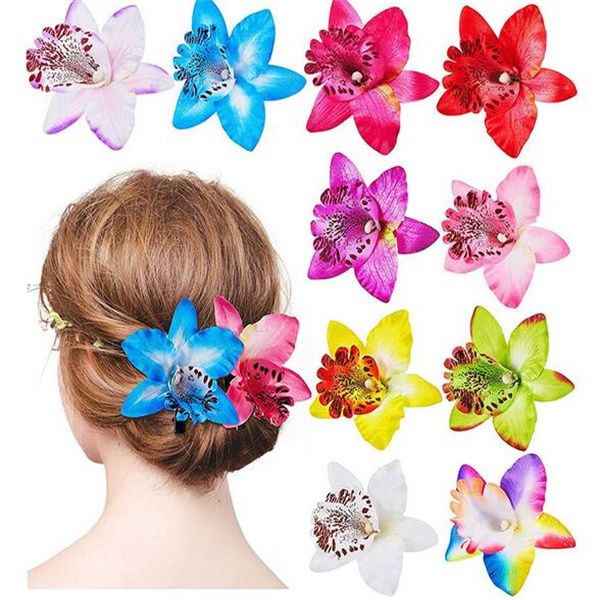 Pinza para el cabello de flor de cristal, accesorios para el cabello de orquídea tailandesa, pinza para el cabello de boda para mujer, herramienta de estilismo, horquilla, pinza para el cabello GC2185