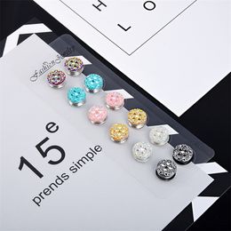 Flor de cristal velo broche pin elegante imán broche hijab pin chicas musulmanas burka bufanda arreglar pin hebilla 12 unids 201009