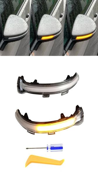 Cristal para VW Golf MK7 GTI 7 R Rline GTD LED dinámico señal de giro espejo lateral luz intermitente secuencial agua que fluye transparente 20139659009