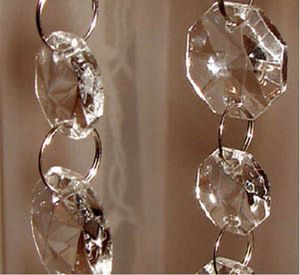 Guirlande de cristal/fil 10 mètres/lot, perles de cristal octogone de 14mm reliées à des anneaux de 12mm pour les décorations de mariage