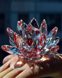 Crystal Glass 80 mm Lotus Flower Stones naturelles et minéraux Feng Shui Sphere Crystals Fleurs pour les accessoires de mariage Souvenirs4464817
