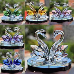 Figurines de cygne en verre de cristal, presse-papier, artisanat Feng Shui, collection d'art pour décoration de mariage à domicile, cadeaux pour enfants 341L