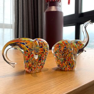 Crystal Glass Arts and Crafts Elephant Figurines Tafel ornament Sculptuur Wild Life Figurine handgemaakt in geblazen home decor cadeau