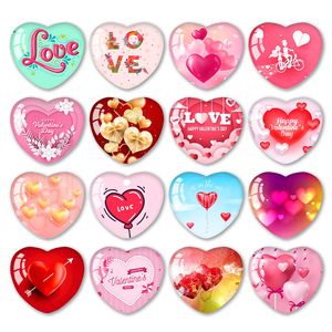 Imanes de cristal para nevera, palo magnético en forma de corazón de dibujos animados, pegatinas decorativas para el hogar y el Día de San Valentín