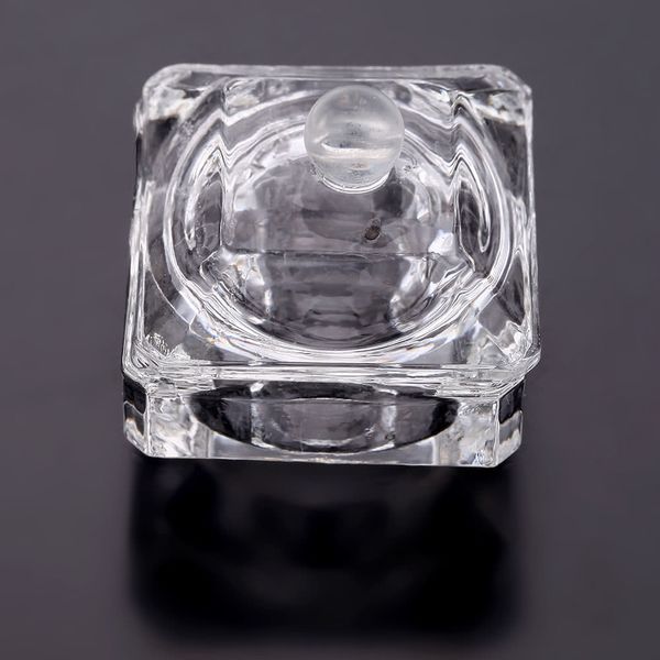 Crystal Glass Nail Art Acrylique Dish Bowl Cup Liquid Powder avec Cap Lid