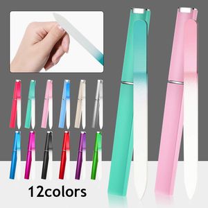 Crystal Glass Nail File With Case Professional Nail Files Manicure Device Tool Durable Nail Art Buffer Files Salon Beauty Tools