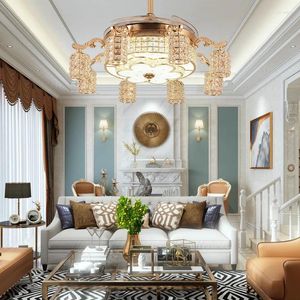 Le ventilateur en or cristal allume le salon moderne avec les ventilateurs de plafond de luxe à télécommande 110V 220V éclairage