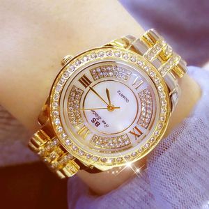 Crystal Gold Watches Vrouw Beroemde Merk Jurk Diamond Dames Horloges Stijlvolle Vrouwen Polshorloge Relogio Feminino 210527