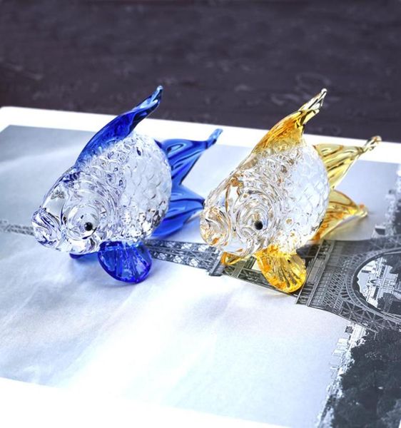Estatuilla en miniatura de pez dorado de cristal, cristal hecho a mano, artesanía de cristal, decoración del hogar, regalo, adorno de baratija de pez Y01075151099
