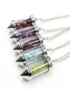 Gravel en cristal souhaitant un pull de chaîne de chaîne pendentif collier Lady Retro Transparent Verre Souhaitant Bottle3532348