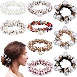 Crystal Hair Ties Boho Elastic Hair Scrunchies Pearl Hair Ropes Bead Paardenstaart Houders Haaraccessoires voor dames en meisjes