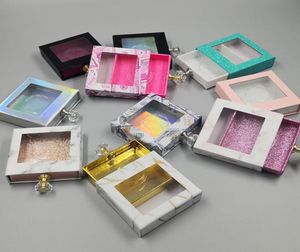 Boîte de cils carrés de poignée en cristal False Boîte d'emballage de cils fausses cils de vison 3D Boîtes de cils en diamant vide RRA32874273698