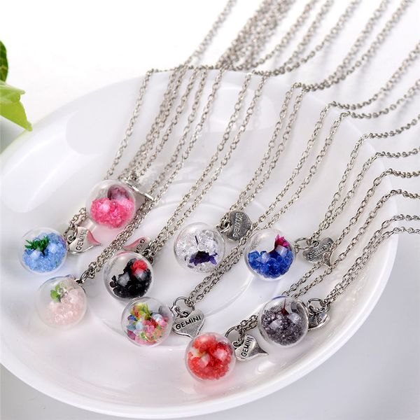 Collares con colgantes de bola de botella de los deseos de corazón de cristal para mujer, collar de cristal a la moda, joyería DIY, regalo de Navidad