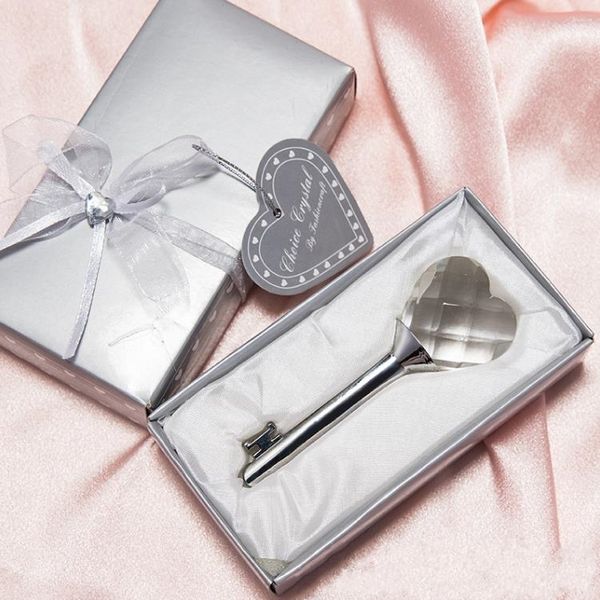 Llave de corazón de cristal con caja de regalo Favores de boda Recuerdos de cumpleaños Regalo de obsequio de fiesta para invitados Venta al por mayor SN6878