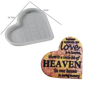Crystal Heart Memorial Sign Resin Molds Letter Coaster Silicone Mold Diy Craft Home Decor Office Borden Epoxy Jewelry Tools