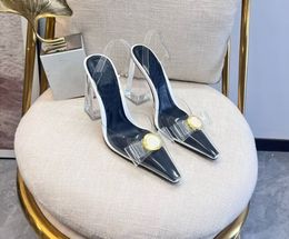 Sandales à talons hauts en cristal, pantoufles transparentes, chaussures de mariage en cuir véritable pour femmes, chaussures de soirée 35-42