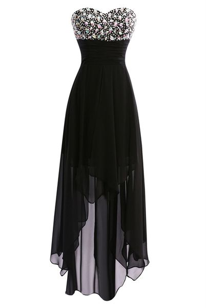 Robe de soirée de bal en cristal Hi-Lo, grande taille, perles et paillettes, en mousseline de soie, ligne a, robes d'anniversaire, sur mesure, pour occasions formelles, cocktail, demoiselle d'honneur, robe de soirée Pd02