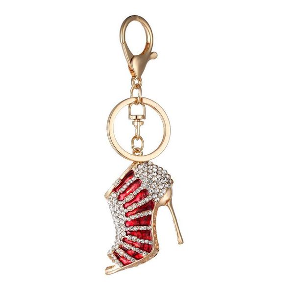 Cristal À Talons Hauts Strass Porte-clés Sac À Main Pendentif Sacs Voitures Chaussure Anneau Titulaire Chaîne Mélanger Couleurs Porte-clés Pour Cadeaux 5 couleurs