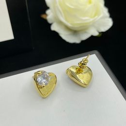 Kristal ingelegde liefdesbrief diamanten zirkoon ontwerper oorknopje oorbel dames studs moeder dames engagement paar merk oorbellen sieraden cadeau met doos GUE16 --C02