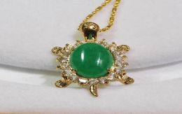 Incrustation de cristal 12x16 mm Natural Oval Green Jade Turtle Pendant 22x35mm Collollaceltltlt 1918056