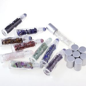 Crystal Jade Roller Ball Bottles 10ml Aceite esencial vacío Perfume Roll On Bottles con tapa plateada