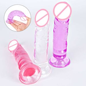 Crystal Jelly realistisch voor vrouwen Masturbatie Spot Orgasme Dick Zuiging Cup Dildo Anal Plug Lesbian Adult Sex Toys