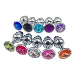 Crystal Jewelry Round Butt Plug Estimulador Dildo Acero inoxidable Anal Plug Pareja Juego para adultos