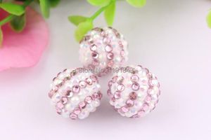 Cristal Kwoi vita 20mm 100 pcs/lot rose/blanc ab couleur grosse résine strass perles boule pour enfants fabrication de bijoux