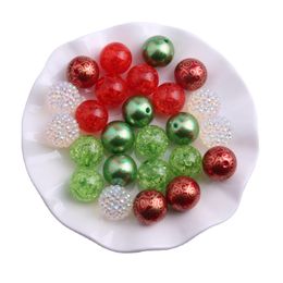 Crystal Kwoi vita AM048 Kerst Rood Groen Kleur Mix 20mm Ronde Acryl Chunky Kralen voor Kinderen Ketting Sieraden Maken 50 stuks Veel