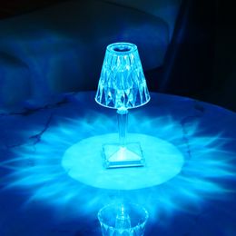 Kristallen lamp, kleurveranderende aanraaklamp, diamantlamp, glazen decoratieve lamp voor slaapkamer woonkamer, huisdecor creatief rgb lamp acryl nacht licht warm witte usb