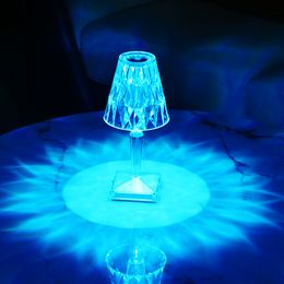 Lampe en cristal, lumière tactile à changement de couleur, lampe en diamant, lampe décorative en verre pour chambre à coucher, salon, décoration de fête Lampe RVB Veilleuse en acrylique hôtel USB