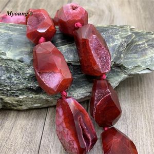 Cristal grande ágatas rojas geoda Druzy corte pepita colgante cuentas, cuentas de piedra Natural Drusy para hacer joyería DIY MY210655