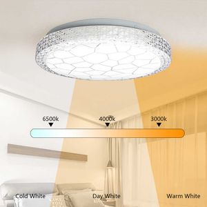 Crystal LED plafondlamp Kroonluchter woonkamer decor 220V met 48W 3 kleur verstelbare paneelverlichting voor slaapkamer keukenverlichting 0209