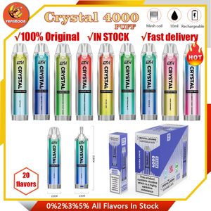 Crystal Legend pro 4000 trekjes Wegwerp E-sigaretten Pro Max 1350 mAh Batterij 0% 2% Capaciteit 12 ml Met 4000 trekjes Extra vape-pen 100% kwaliteit dampen Groothandel kit