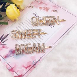 Crystal Brief Bobby Pins Word Rhinestones Haarspelden Metaal Glitter Haarvarken Sparkly Haaraccessoires voor meisjes Dames