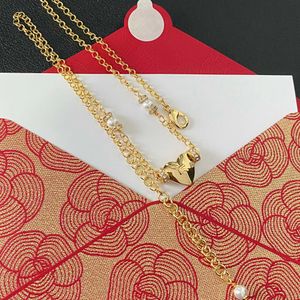 Crystal Letter Hangers Designer kettingen merk sieraden hart hanger 18k goud koper choker parel ketting ketting voor vrouwen bruiloft geschenken mode -accessoires