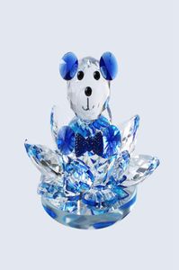 Figurines d'ours Lotus en cristal, Miniatures en verre, ours en cristal, artisanat Fengshui pour cadeau, décoration de la maison, 8951301