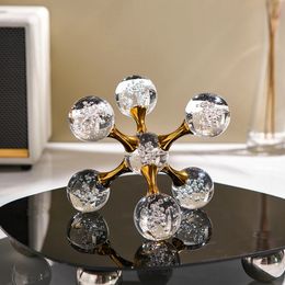Crystal Molecular Ball Ornement Luxury Home Decor Modern Living Room Bureau Statue Decoration Accessoires Artisanat Gift 240426