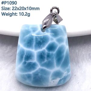 Kristal Natuurlijke Blauwe Larimar Stenen Hanger Vrouwen Lady Man Gift Schoonheid Kristal Kralen Zilver Dominica Water Patroon Edelsteen Sieraden AAAAA