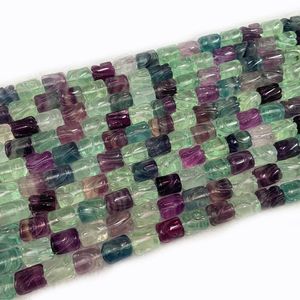 Crystal Natural Fluorite Stone Beads 15 'Caned Column Diy Spacer Losse kralen voor sieraden maken vrouwen Men Men kralen Bracelet ketting Geschenk